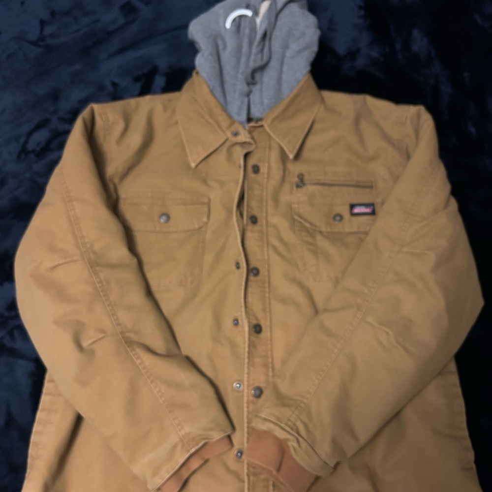 Dickies Brown Shirt Jacket with Gray Hoodie